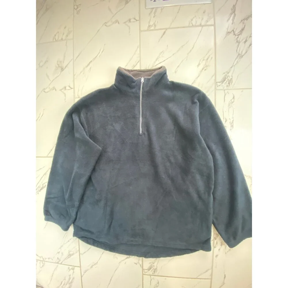 Box Office Performance Men's Xl Navy Blue Half Zip Fleece Sweater Jordan Pockets